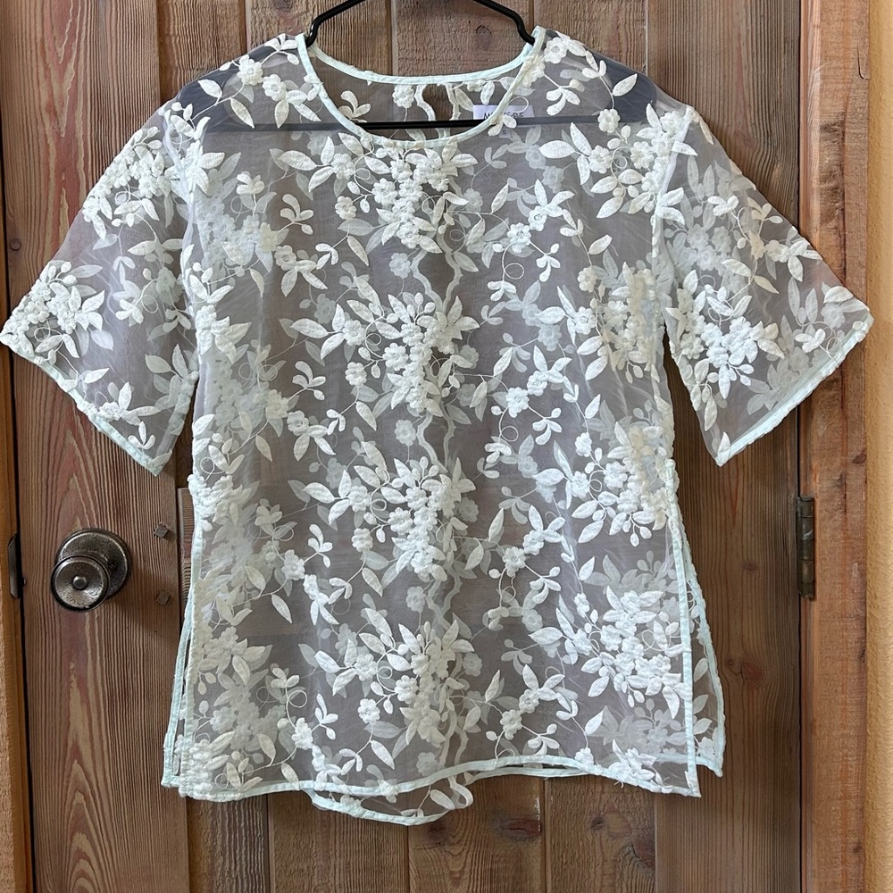 Maurie & Eve Sheer Floral Embroidered Blouse Ballet Core